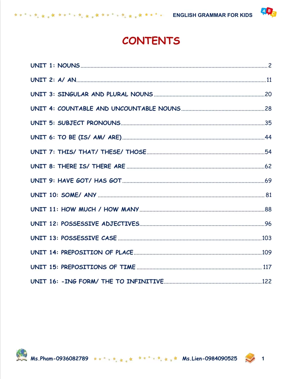 Bài tập ngữ pháp Tiếng anh Tiểu học