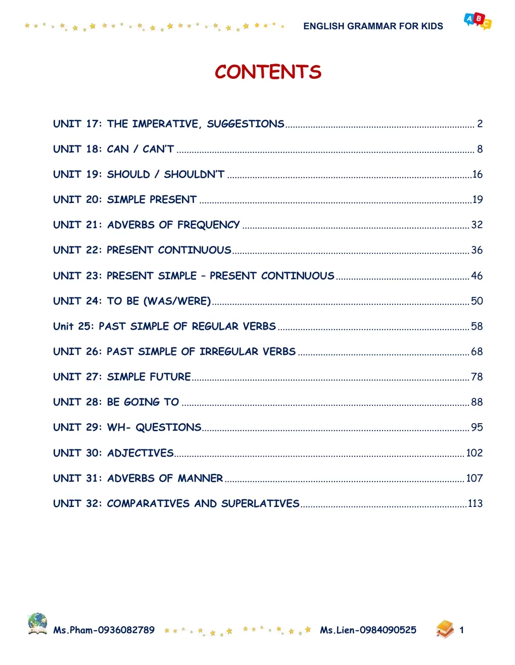 Bài tập ngữ pháp Tiếng anh Tiểu học