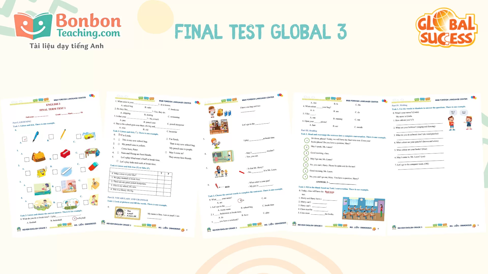 Global success 3 - BỘ BÀI TẬP REVIEW-TEST - Kì 1